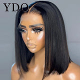 Straight human hair bob wig with 13x4 HD lace frontal and glueless design for women