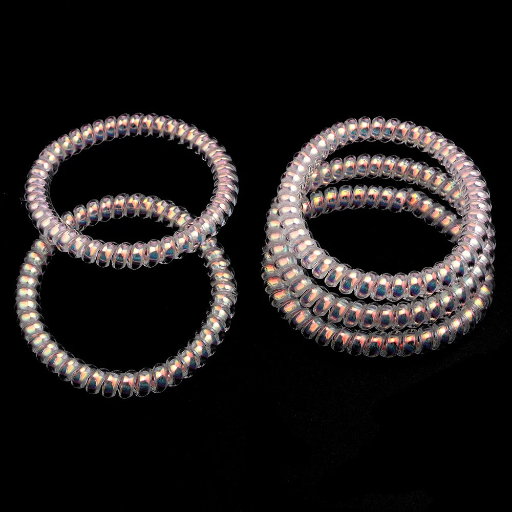 5pcs/lot Mermaid Gold Laser Telephone Line Hair Ropes For Girls High Elasticity Headband Tied Bun Hair Loop Rubber Band Headband