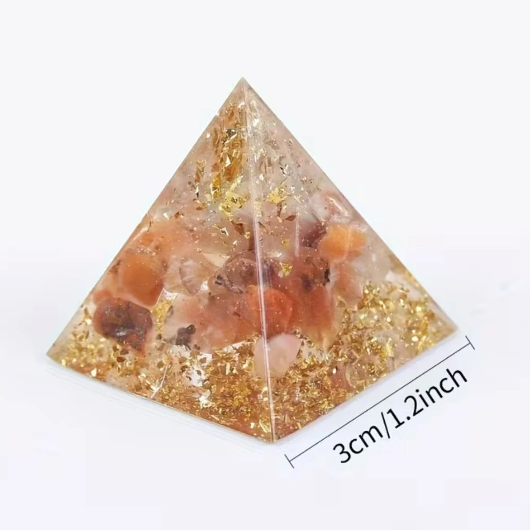 1set(7pcs) Orgonite Pyramid Natural Mixed Crystal Chips Chakra Healing Stone Desk Decor Meditation Ornament Home Decoration