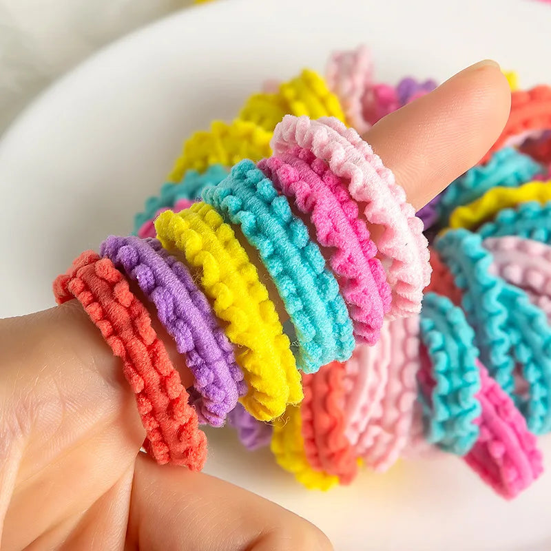 50pcs/Set Unisex Sweet Skirt Edge Pattern Wave Ring Hair Ties Elastic Rubber Band, Cute And Non-Damaging Headwear Casual Ponytai
