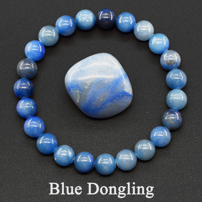 Original Reiki Blue Apatite Beads Bracelet Men Women Natural Lapis Lazuli Amethyst Yellow Tiger Eye Stone Beads Bracelet Jewelry