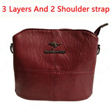 Genuine soft PU leather handbag for women, vintage shoulder tote bag with large capacity and elegant design by HSF Marketplace.