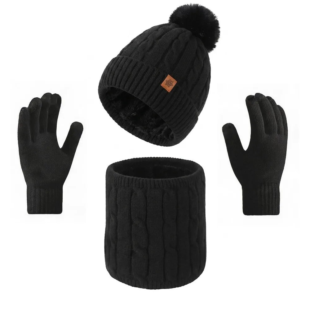 Warm winter hat, scarf and gloves set for men and women by HSF Marketplace