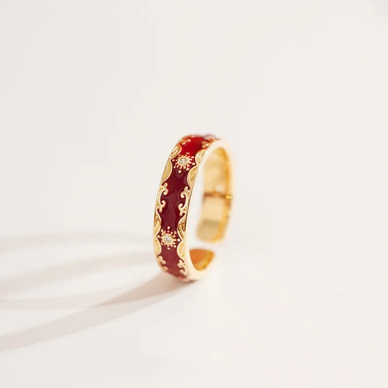 925 Sterling Silver Open Finger Ring Golden Enamel Donut Dazzling Geometric Punk For Women Jewelry Gift Dropship Wholesale