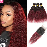 100% Virgin Burmese Curly Hair With 4x4 HD Lace Closure Highlight Kinky Curly With Closure Blonde Ombre Jerry Curly With Closure