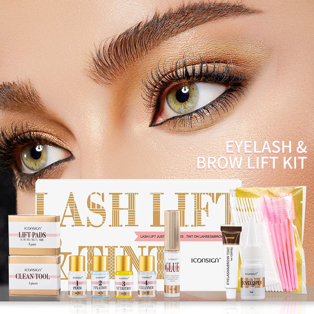 ICONSIGN professional lash lift and tint kit with eyelash lifting, brow lamination, dye, and eye makeup tools
