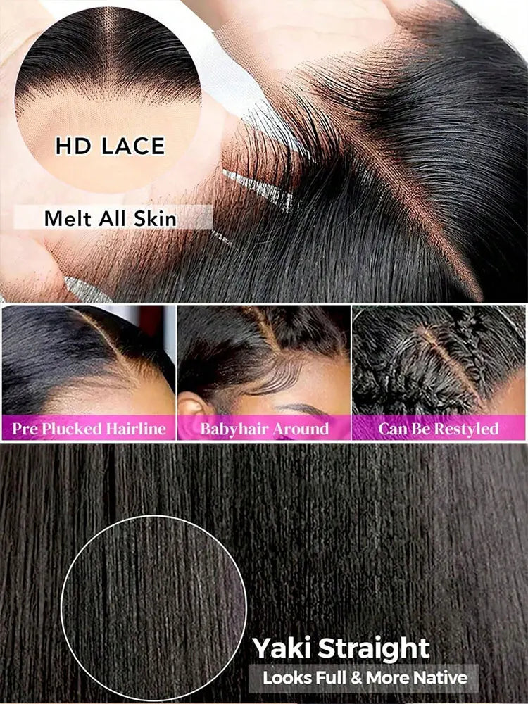 250% Density Kinky Straight Human Hair 13x4 Transparent Lace Front Wigs 5x5Glueless Wigs Kinky Straight Human Hair Wigs For Women
