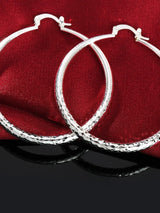 925 sterling silver 5CM circle hoop earrings with charms for women, fashion wedding party jewelry