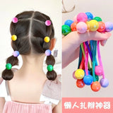 Candy Color Double Bead Hair Ties Kids Elastic Hair Bands Colorful Round Ball Ponytail Holders Cute Hair Accessories For Little