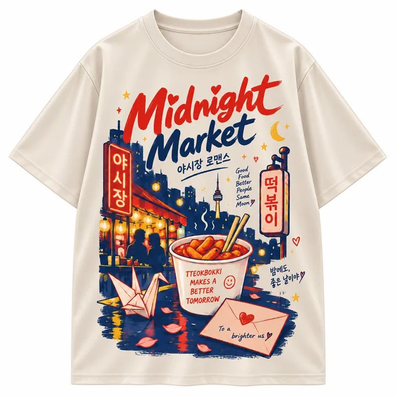 Vintage Korean aesthetic graphic T-shirt for men and women, K-culture merch by HSF Marketplace