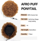 Afro puff drawstring ponytail with bangs, short curly wrap-updo hairpiece in color #30