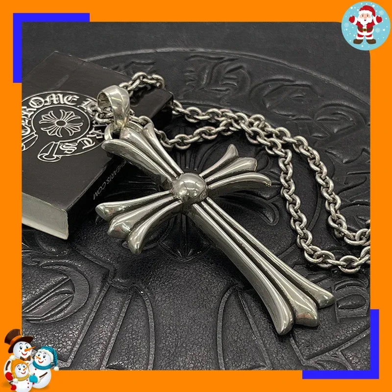 Retro large cross and flame sword pendant necklace for women by HSF Marketplace