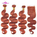 Ali Coco Orange Ginger Bundles With 5x5 Closure Brazilian Body Wave With Closure Remy 5x5 Closure With Human Hair Bundles
