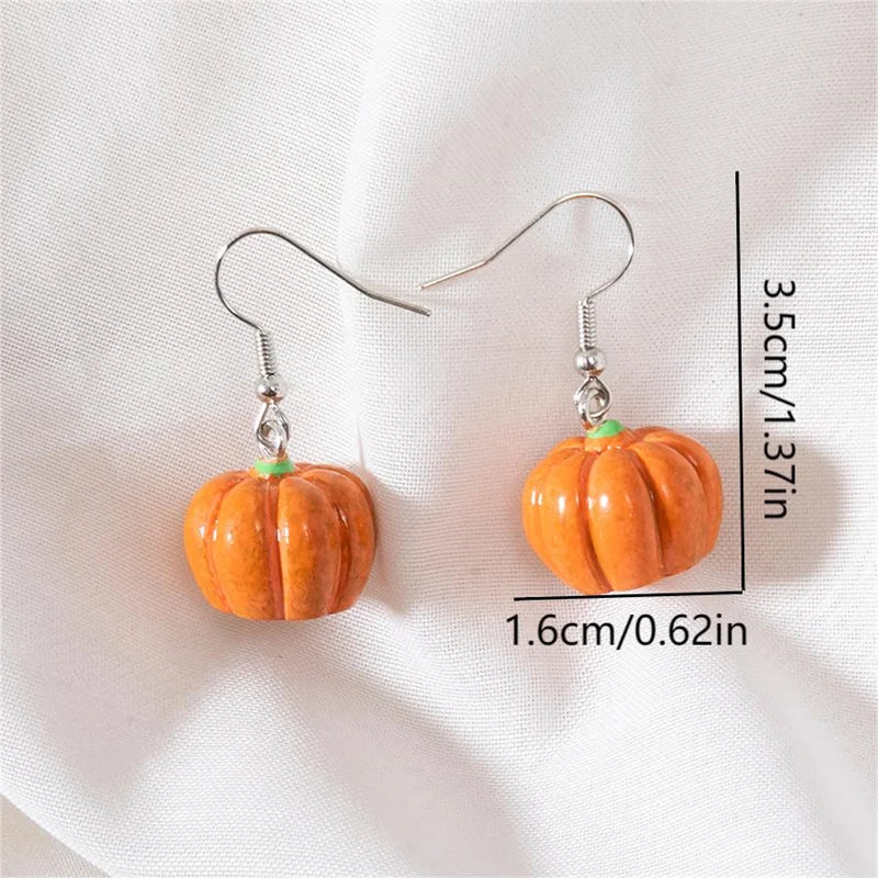 1pair Halloween Pumpkin Dangle Earrings Jewelry for Women Girls Resin Pumpkin Drop Earrings Jewelry Gifts