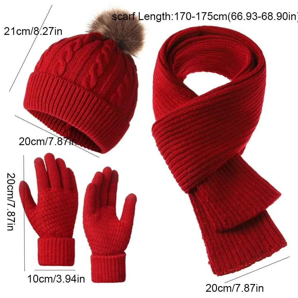 Women's warm touch screen scarf hat gloves set in soft winter knit by HSF Marketplace