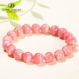 5A Natural Rhodochrosite Bracelet 5-10mm Argentina Red Stone Beads Stretch Bangle for Women  Healing Crystal Jewelry Gift