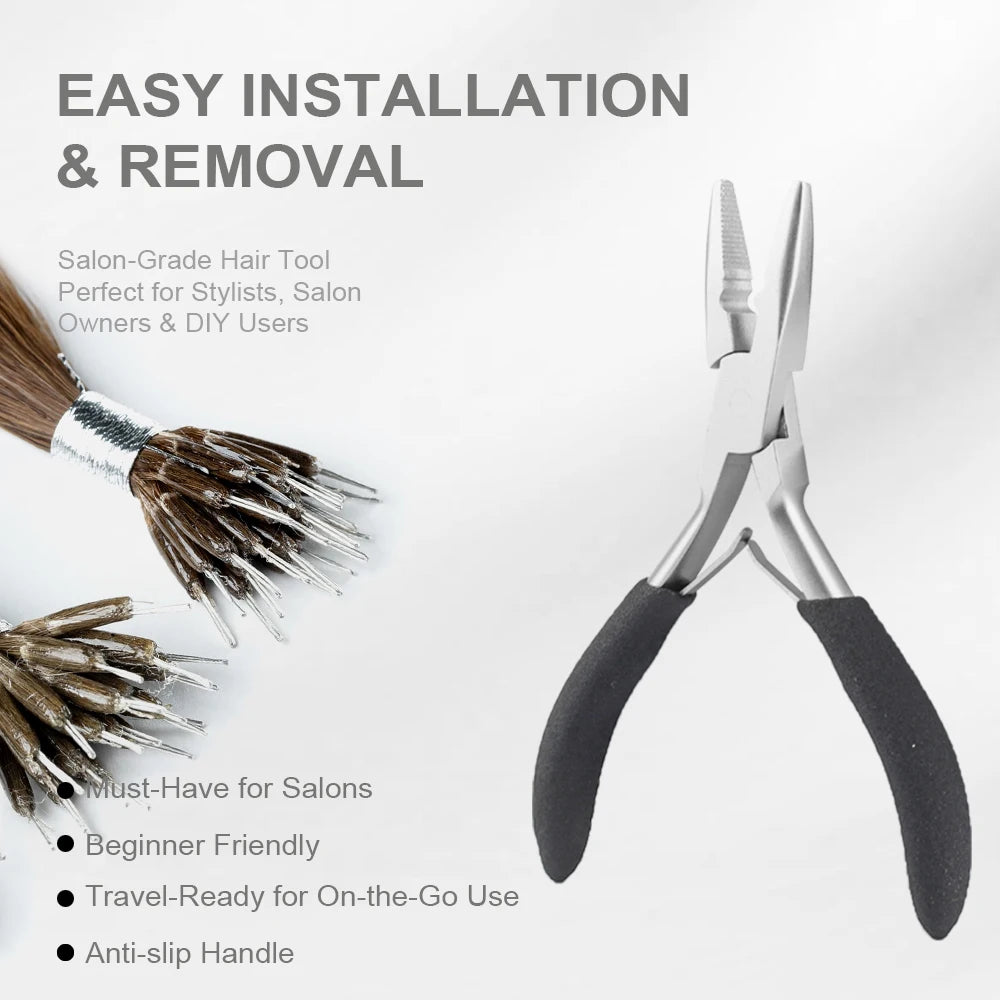Lanshii Micro Ring Hair Extension Kit – Pliers & Remover Pliers + 200pcs 5mm Rings for Micro/I-Tip/Weft