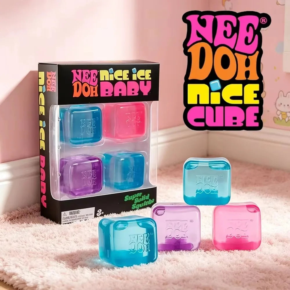 NeeDoh Mini Squishy Fidget Toy 4 Pack sensory toys by HSF Marketplace in assorted colors