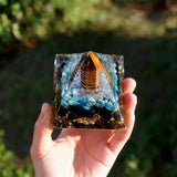 1pc Orgonite Pyramid Tiger Eye stones,Turquoise With Obsidian, Copper Orgone Pyramide  Crystal, Orgonite Pyramid