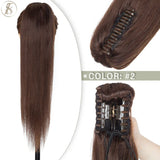 TESS Brazilian human hair claw clip-in ponytail extension, 14–22 inches, natural black to blonde