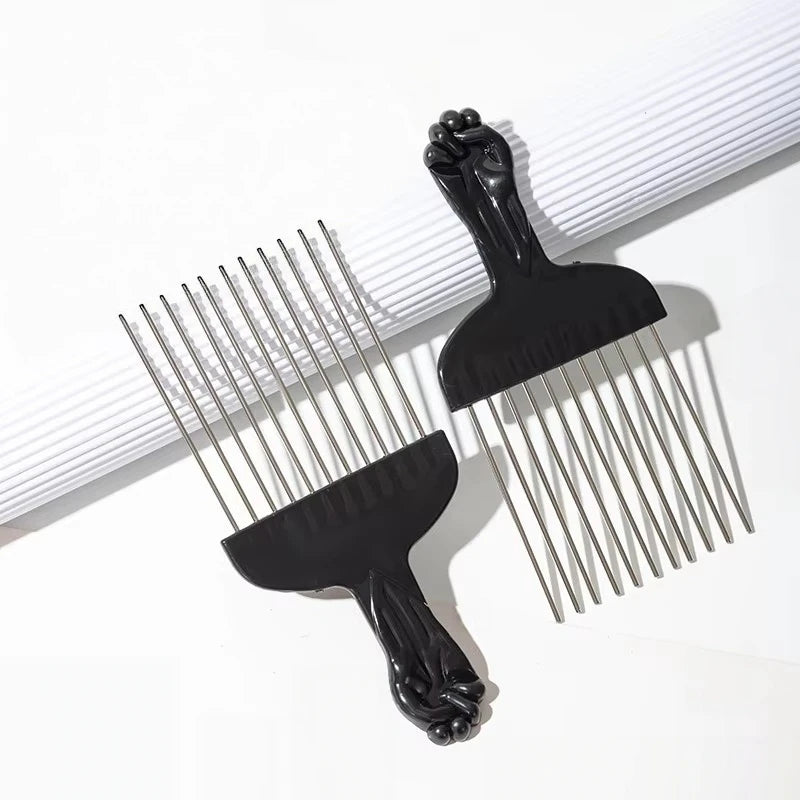 Black Metal Hair Comb Men's Hairdressing Combs Barbershop Hair Dye Brush African Pick Afro Hairbrush Hair Salon Styling Tools