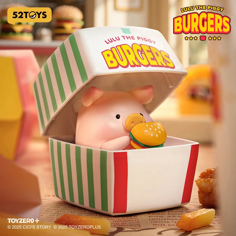 52TOYS LuLu the Piggy Burger Express movable collectible action figure, random design desktop decoration.