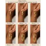 14K chunky gold plated hoop earrings with 925 sterling silver posts, hollow tube design, and 4mm thick finish