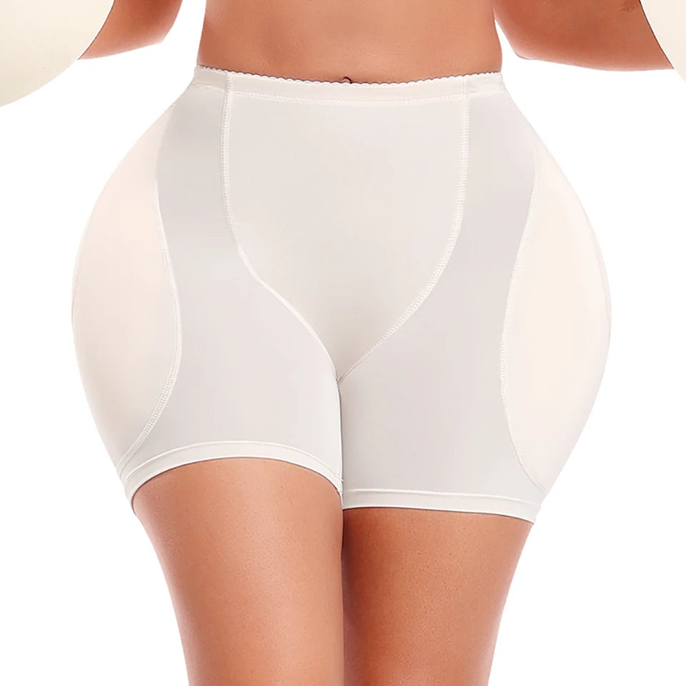 Women's full buttock padded shapewear panties with four thick pads and full coverage shorts