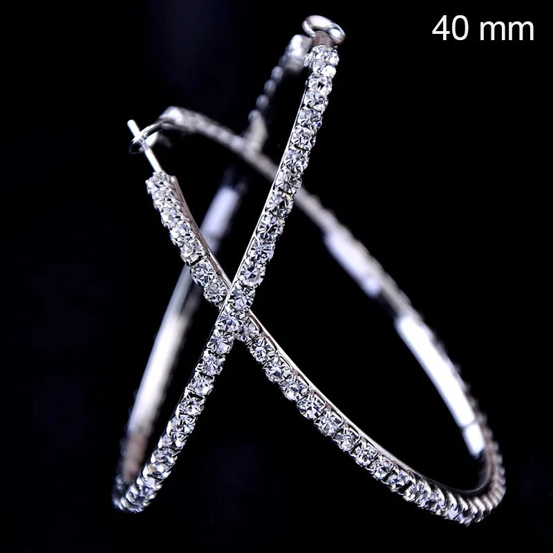 2018 New large crystal hoops earrings, 30-100mm CZ basketball-style hip hop jewelry by HSF Marketplace