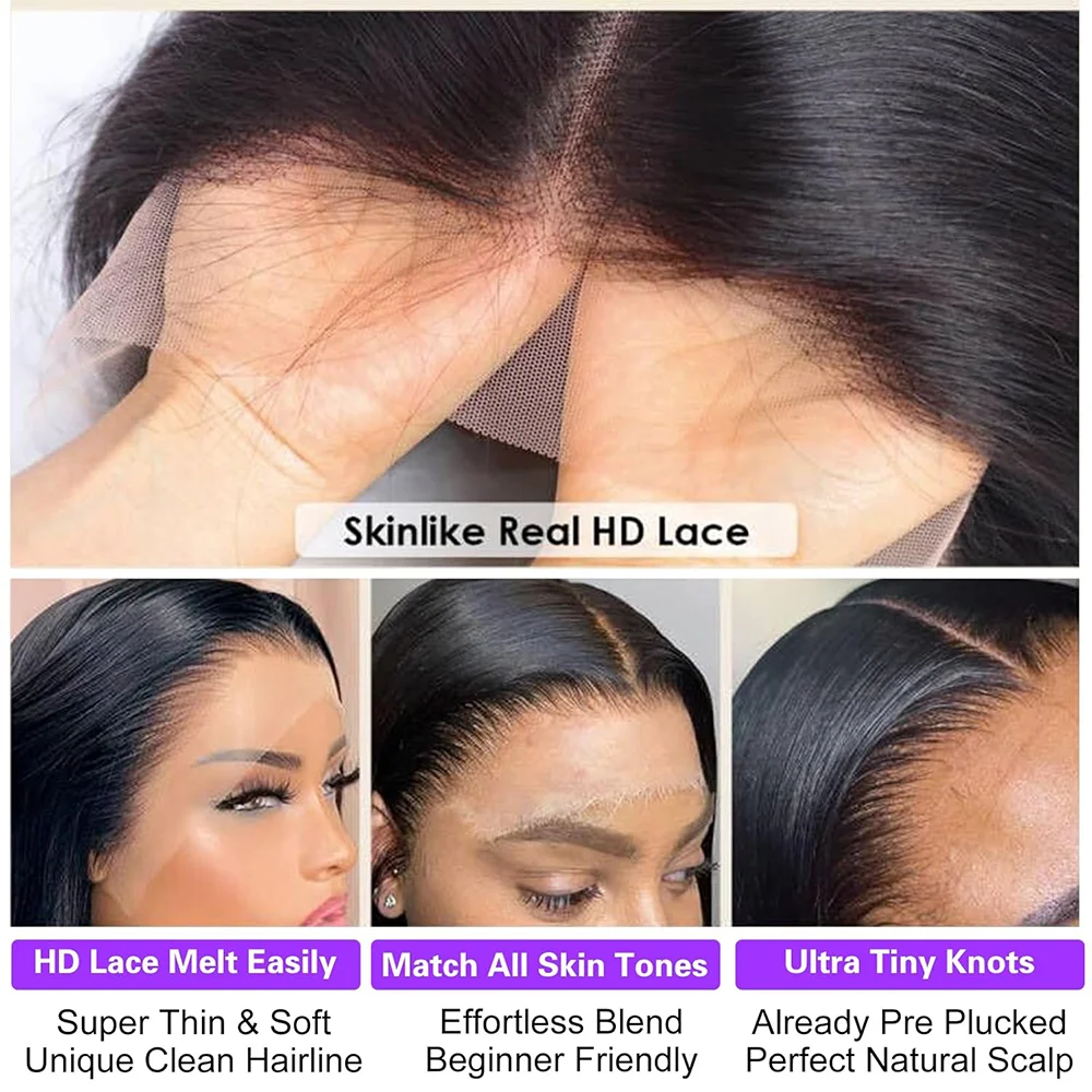 Straight 12-inch HD lace front human hair wig with pre-plucked transparent lace and short bob style for women, by HSF Marketplace.
