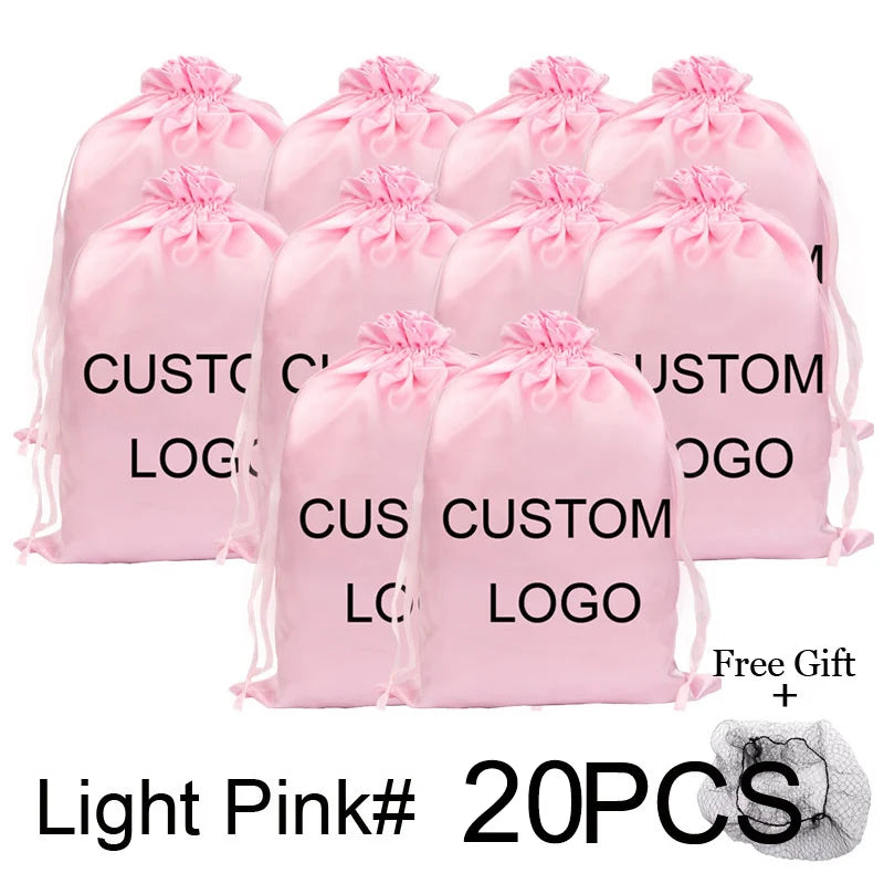 20-piece soft satin wig storage bags for hair extensions, customizable HSF Marketplace hair styling tools