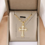 Retro cross clavicle chain necklace with simple pendant, stylish jewelry accessory perfect for holiday or everyday fashion.