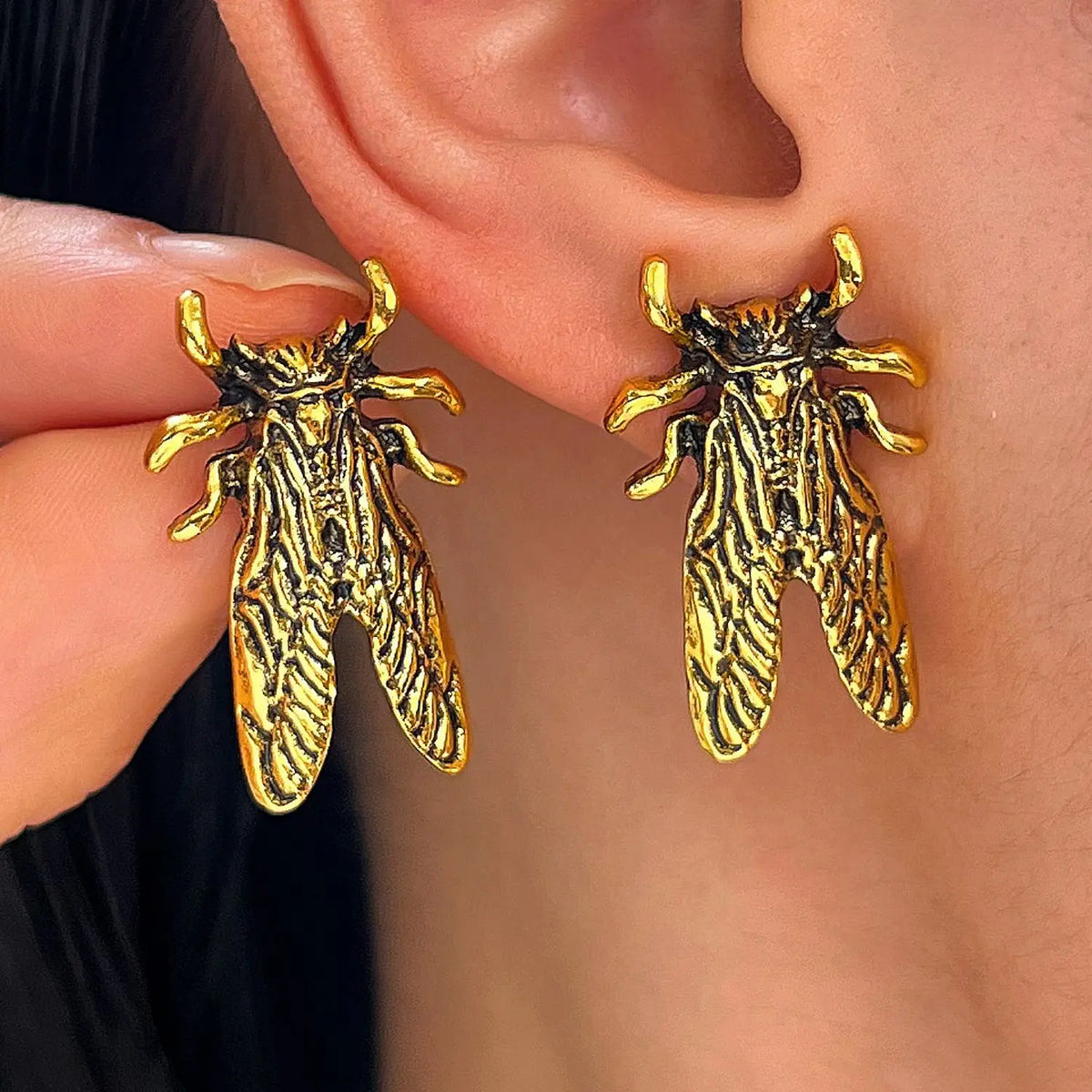 Funny prank flies stud earrings for women, realistic small insect design by HSF Marketplace