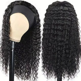 HSF Marketplace deep wave curly human hair half wig with headband, full machine-made construction
