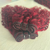 Pixie Curly Bundles with Closure 99J Burgundy Bundle with 4x4 Closure Brazilian Unprocessed Human Hair Weave Bundle with Closure