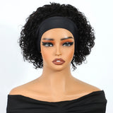 Short curly pixie cut bob human hair wig, glueless full machine-made Brazilian Remy hair wig with headband