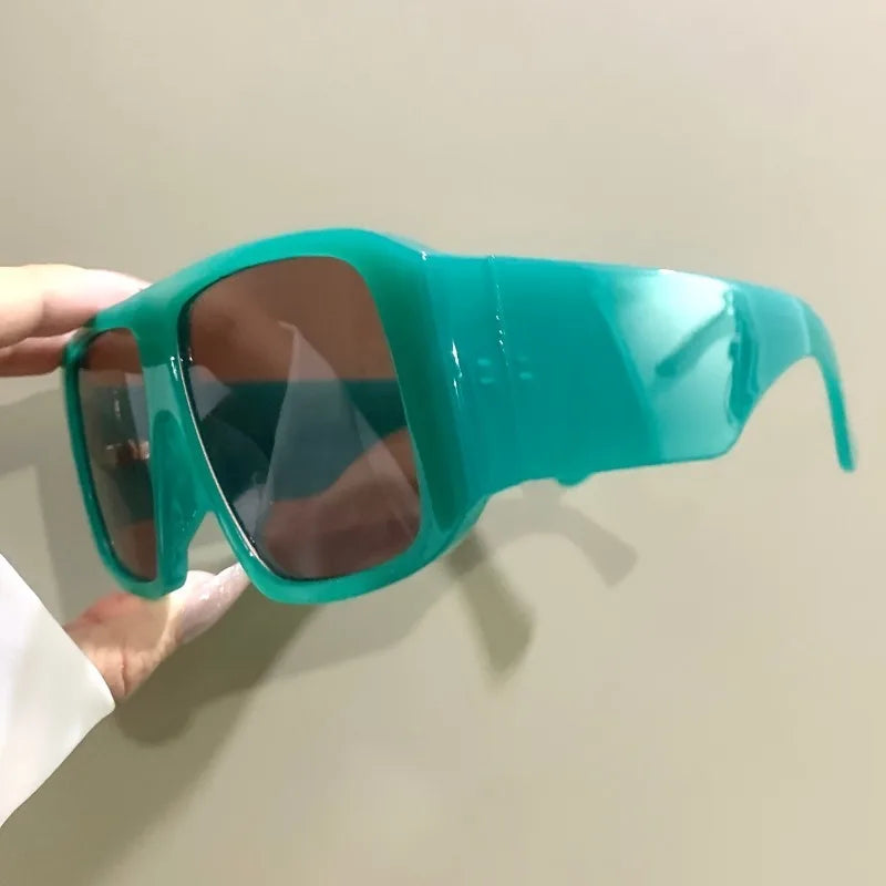 Y2K oversized pilot sunglasses for women by HSF Marketplace, large square frame with gradient lenses, retro thick shades fashion accessory.