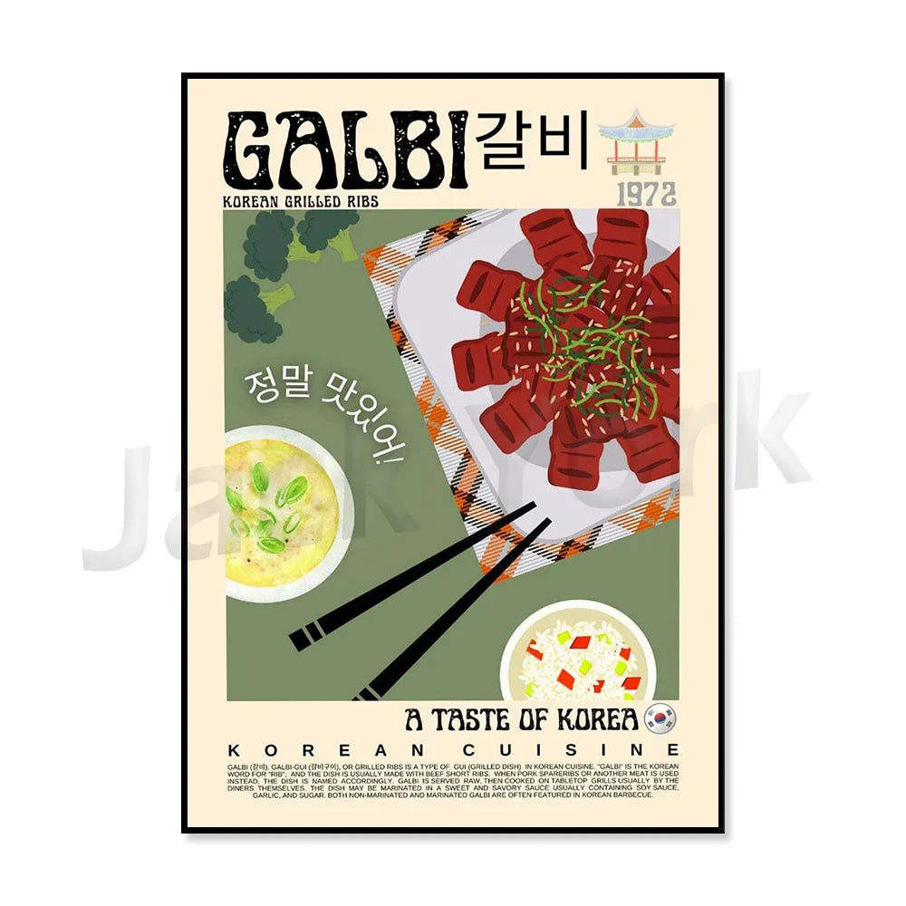 Vintage kimchi poster featuring retro Korean cuisine artwork, K-Culture wall art by HSF Marketplace