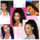 Kinky straight Remy Brazilian human hair wrap-around clip-in ponytail in natural color by HSF Marketplace
