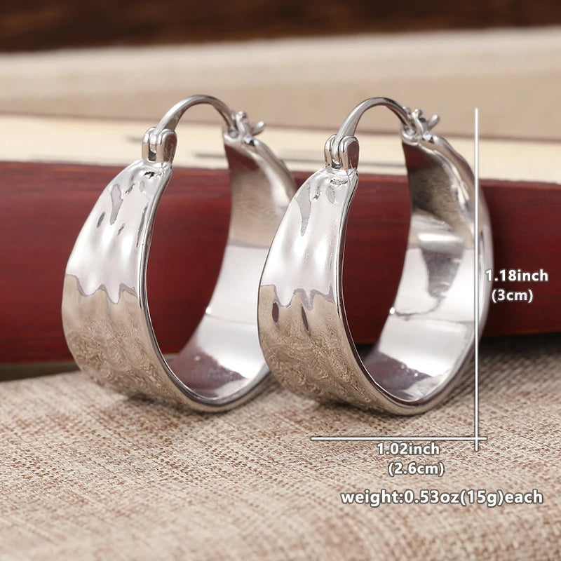 Silver plated hammered hoop earrings for women by HSF Marketplace