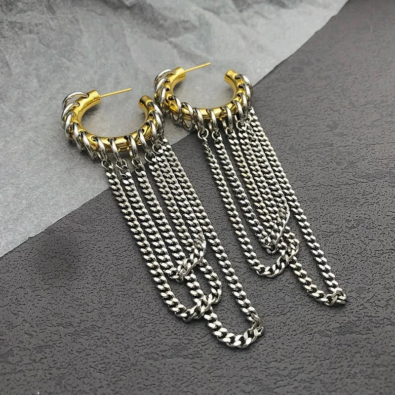 Women's exaggerated long fringe earrings with European and American-inspired design; HSF Marketplace jewelry aalajangers