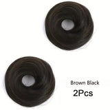 2pcs black human hair scrunchies bun makers for voluminous messy buns and ponytail updos by HSF Marketplace