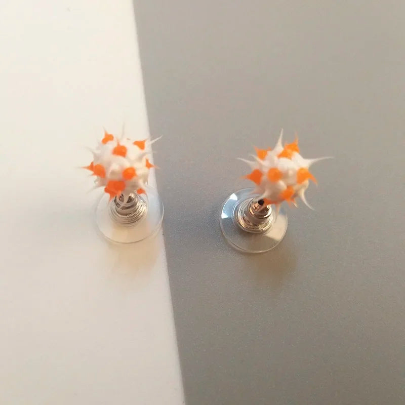 Colorful silicone ball stud earrings in Japanese Korean style, 32 patterns, for girls and teens