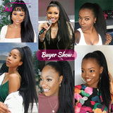 HSF Marketplace kinky straight body wave human hair drawstring ponytail extension with clip-in curly texture
