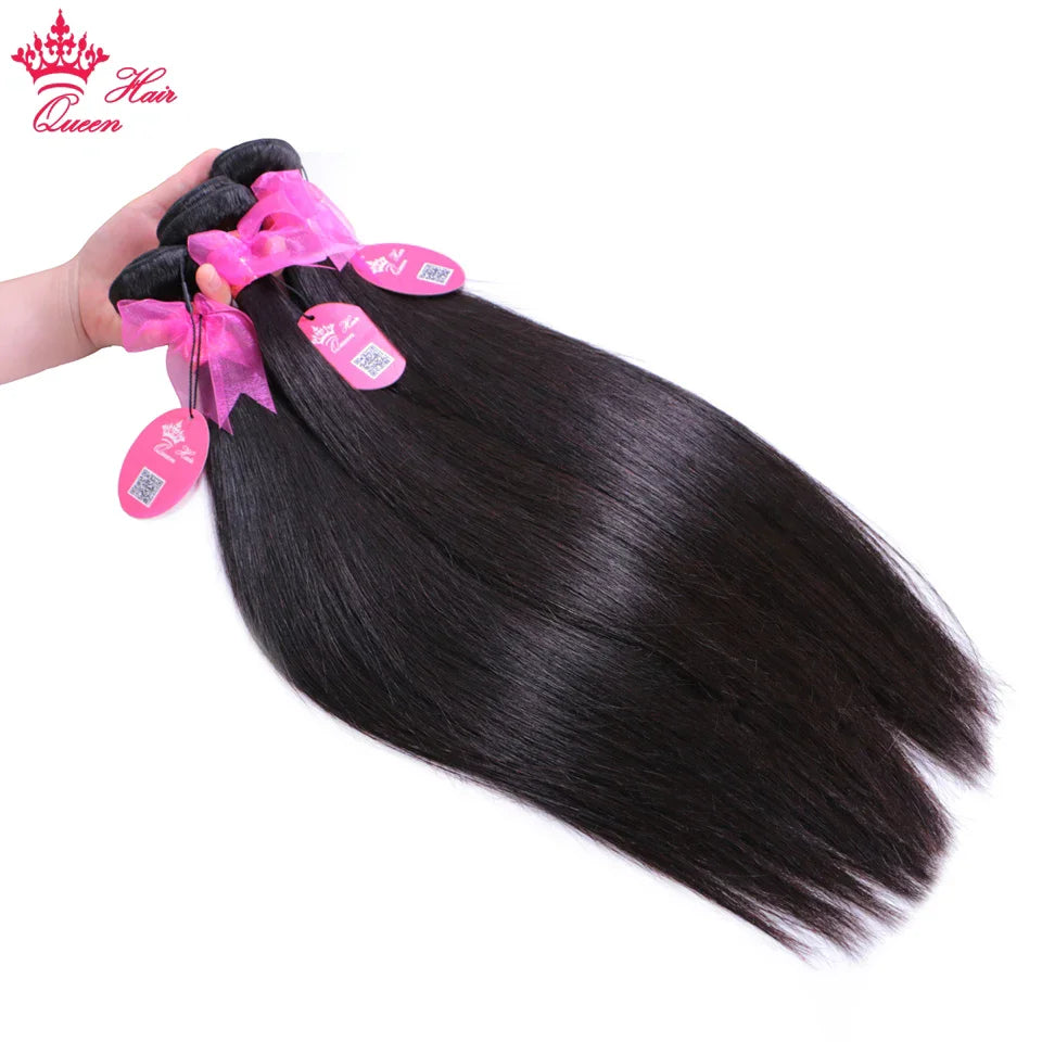Brazilian virgin human hair bundles with HD lace closure, straight style, from HSF Marketplace, showcasing bundled hair and closure details.