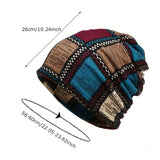 Women's vintage printed beanie hat in cozy autumn and winter style, HSF Marketplace