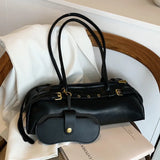 Fashion PU shoulder handbag with buckle decoration, large capacity, all-match design, ideal for women’s casual and stylish use.