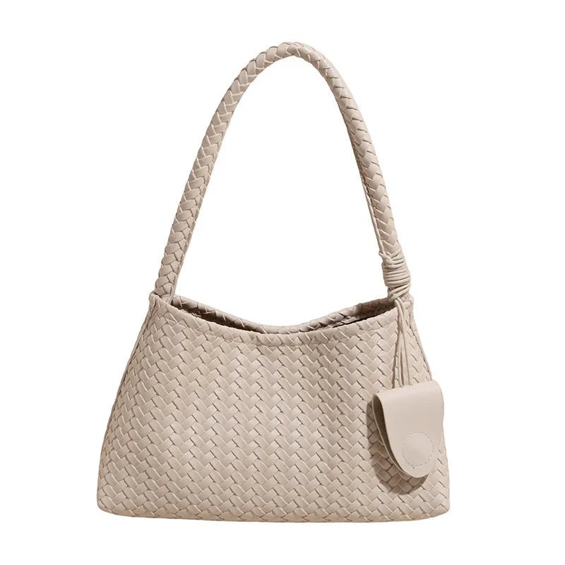 Korean woven shoulder bag for women by HSF Marketplace, stylish versatile handbag with textured woven design