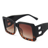 Black luxury women's sunglasses with square frames, trendy retro design, UV400 protection, by HSF Marketplace.