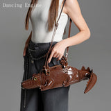 Luxury designer women's handbag by HSF Marketplace, high-quality PU leather purse with a humorous shape and shoulder strap.